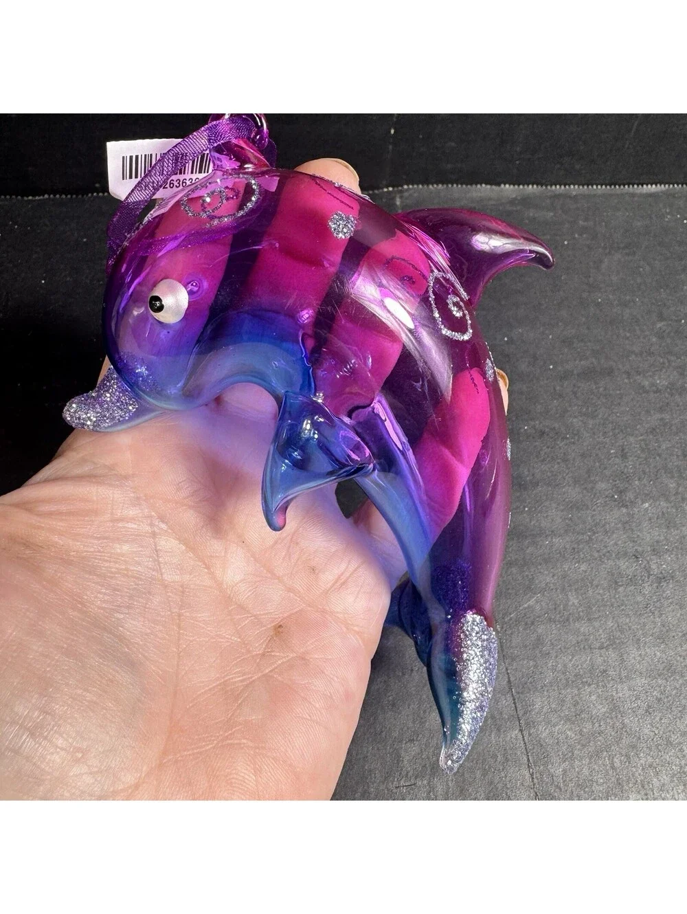 Pier 1 Blown Glass Dolphin Christmas Ornament Nautical Beach Decoration NEW